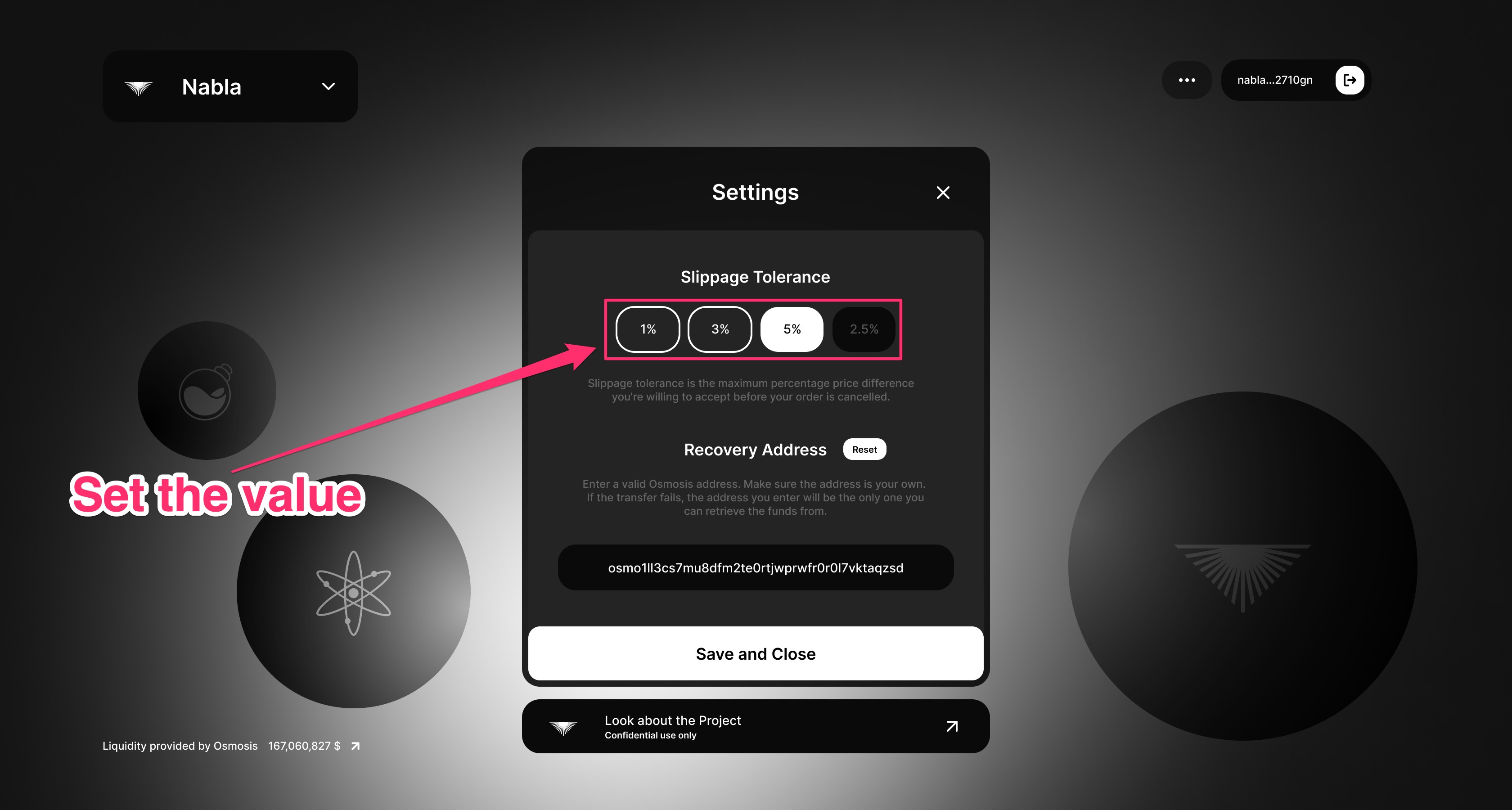enter the slippage tolerance value Enter slippage tolerance value image